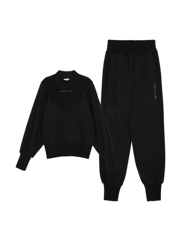 COLOUR PUFF SWEATSHIRT SET UP BLACK WBCSST001BK