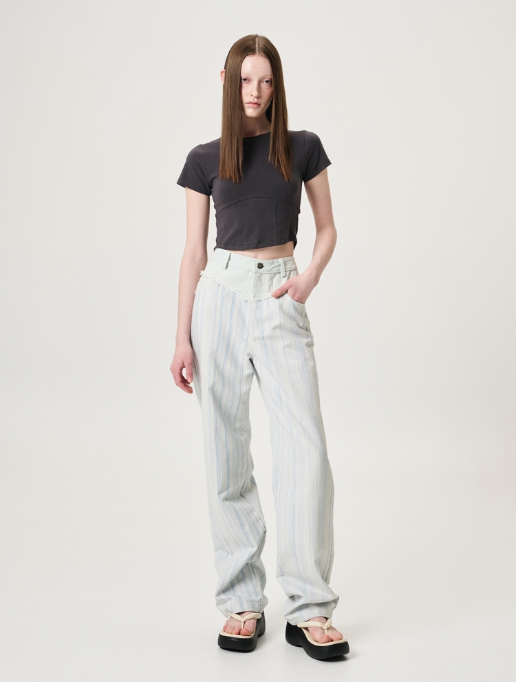 [리퍼브]Summer Denim Mix Pants, Light Blue