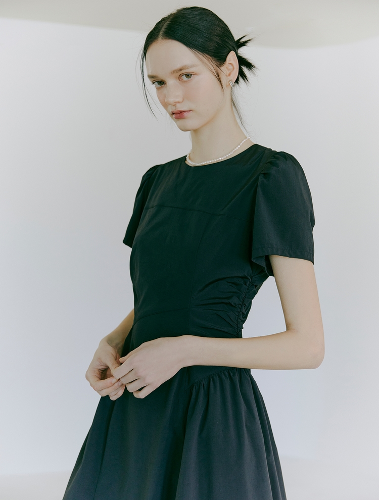 [리퍼브]Side Shirring Dress, Black