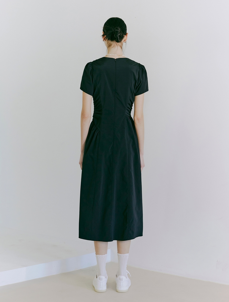 [리퍼브]Side Shirring Dress, Black