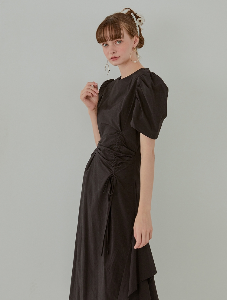 [리퍼브]Pintuck String Dress, Black