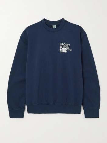 스포티앤리치 로고 그래픽 프린트 맨투맨 CR833 NAVY