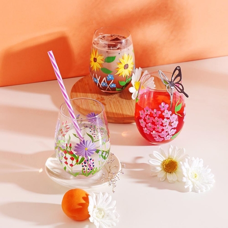 [마시피렌체]핸드페인팅 플라워 맥주잔550ml