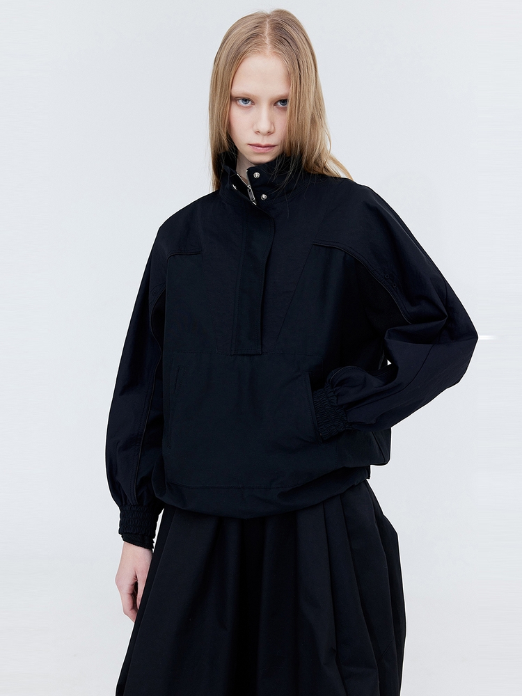 Half Zip-up Anorak_Black