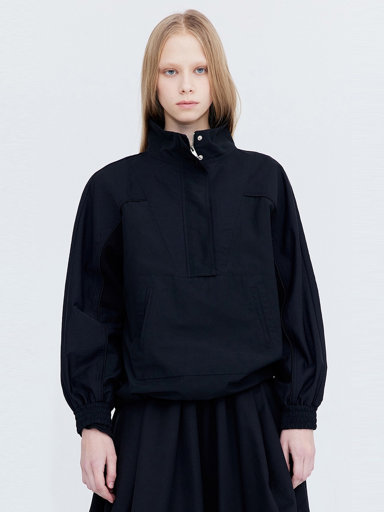 Half Zip-up Anorak_Black