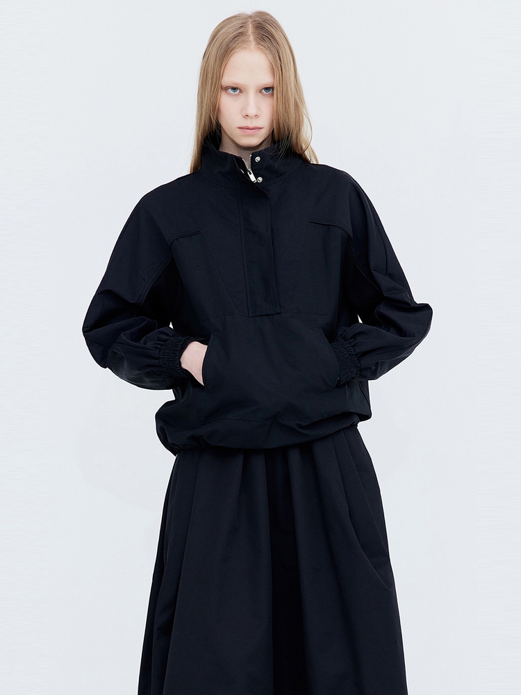 Half Zip-up Anorak_Black