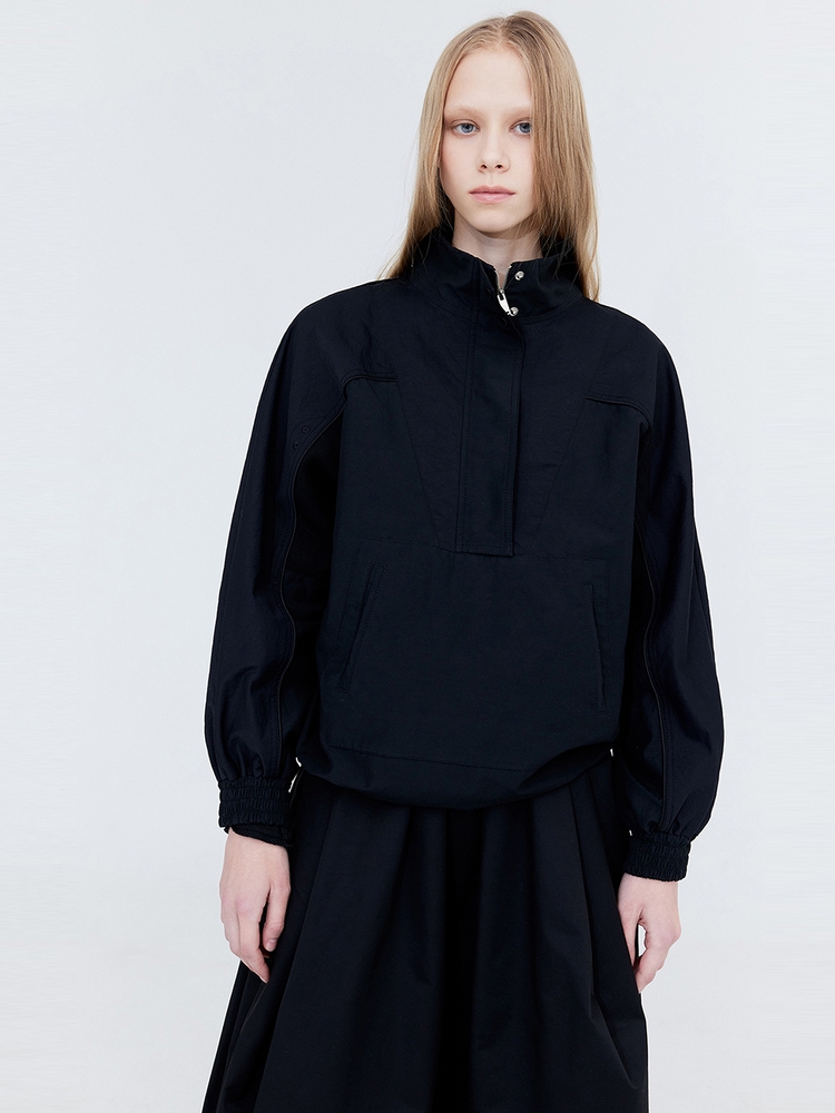 Half Zip-up Anorak_Black