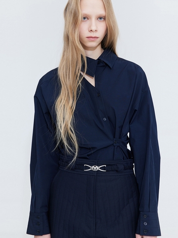 Slit Unbalanced Shirts_Navy