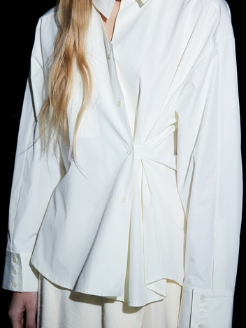 Slit Unbalanced Shirts_Cream