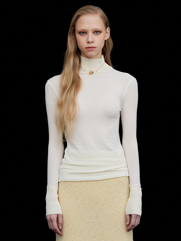 Wool Knit Half Turtleneck-T_Ivory