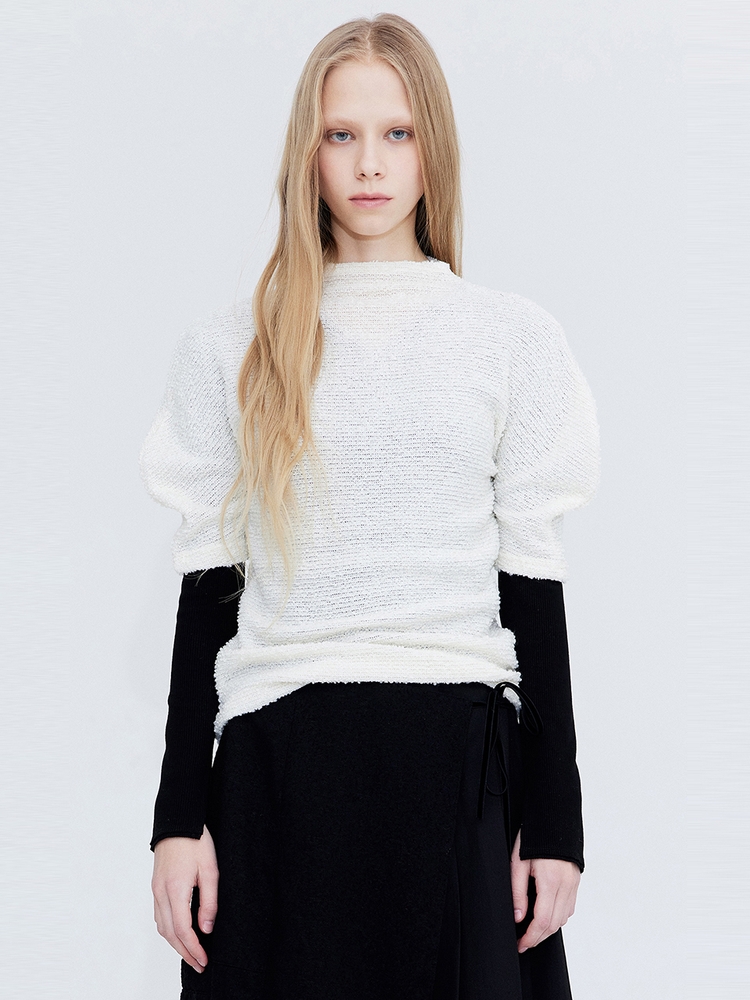 Boucle Half neck T_Ivory