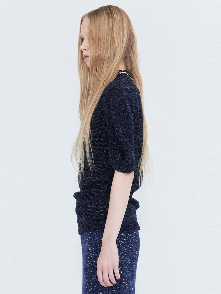 Boucle Half neck T_Navy