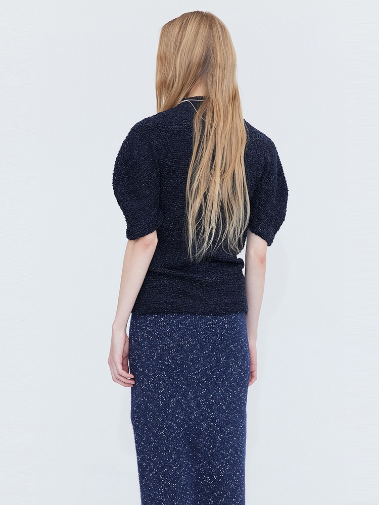 Boucle Half neck T_Navy