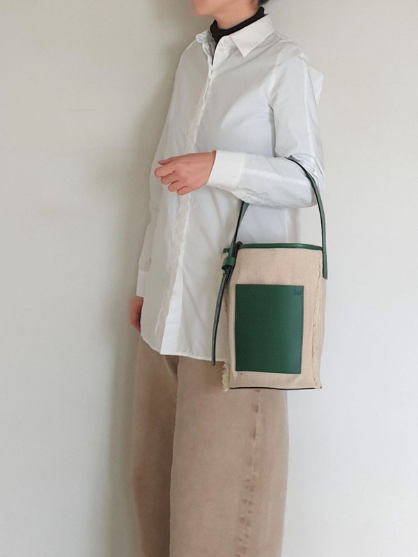 Daily Bucket Bag (Leather&Canvas) / Forest