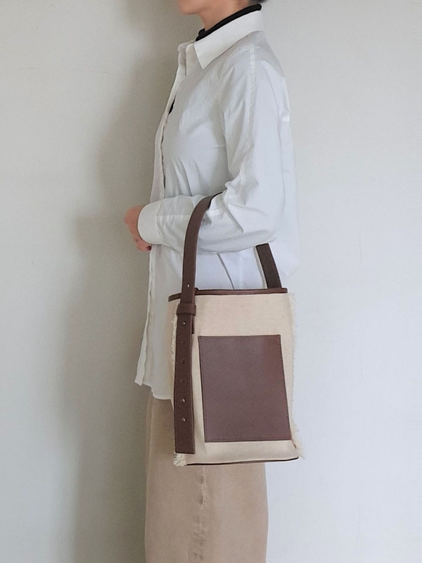 Daily Bucket Bag (Leather&Canvas) / Brown