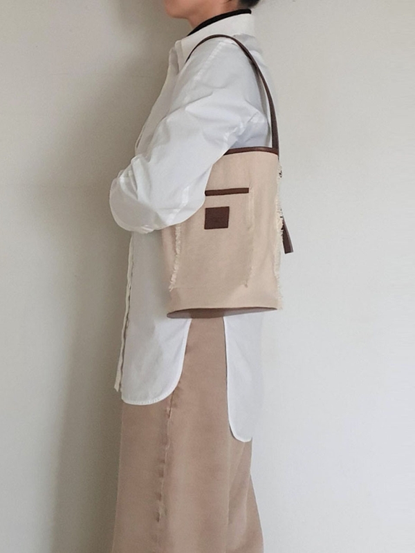 Daily Bucket Bag (Leather&Canvas) / Brown