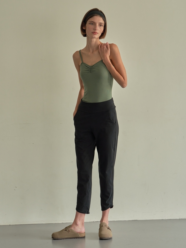 Simple Nu Straight Pants -Black