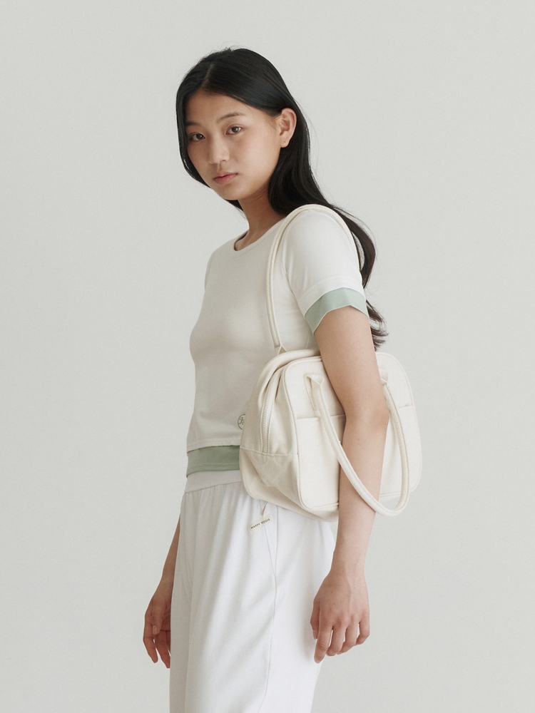 Two-Tone Half Sleeve Top - Ivory & Green