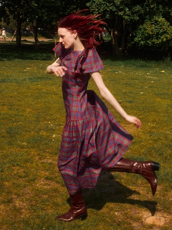 Ma Tilda Twin Tail Check Long One-piece_red 