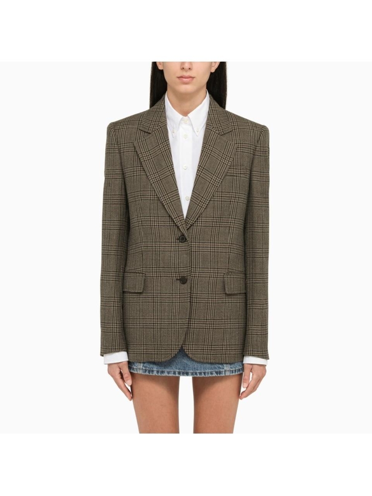 미우미우 Miu Miu Single-breasted check wool jacket MH186913JL