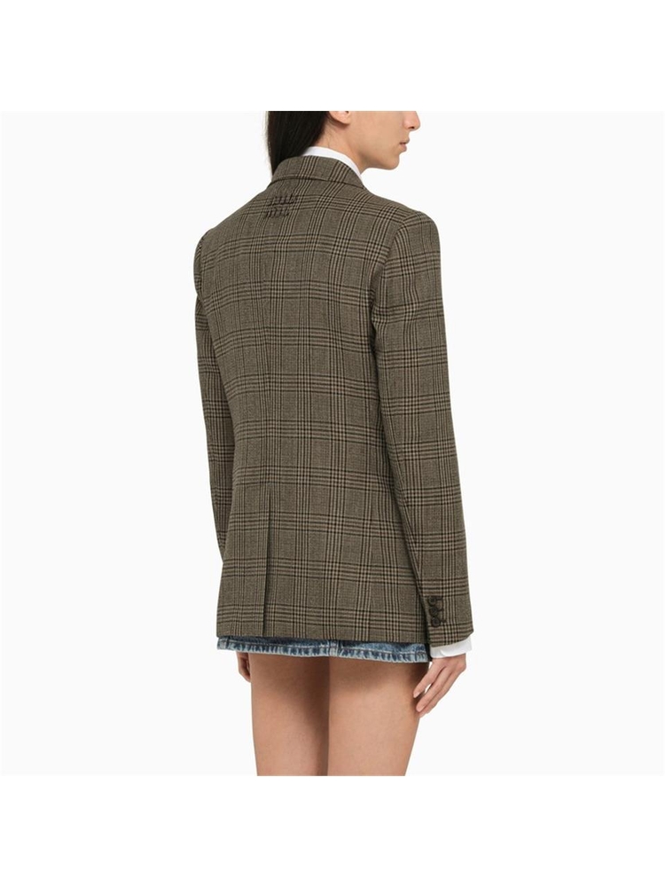 미우미우 Miu Miu Single-breasted check wool jacket MH186913JL