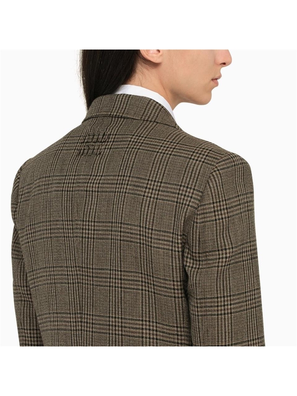 미우미우 Miu Miu Single-breasted check wool jacket MH186913JL