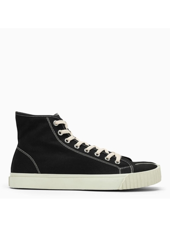 메종마르지엘라 Maison Margiela Tabi black canvas high trainer S57WS0440P4291