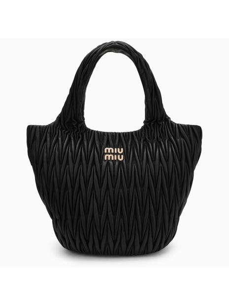 미우미우 Miu Miu Miu Wander shopping bag black matelasse 5BG257OOON88