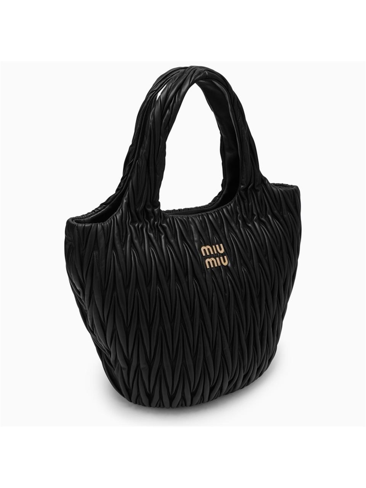 미우미우 Miu Miu Miu Wander shopping bag black matelasse 5BG257OOON88