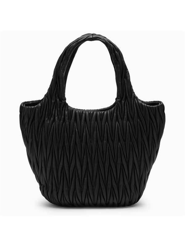 미우미우 Miu Miu Miu Wander shopping bag black matelasse 5BG257OOON88