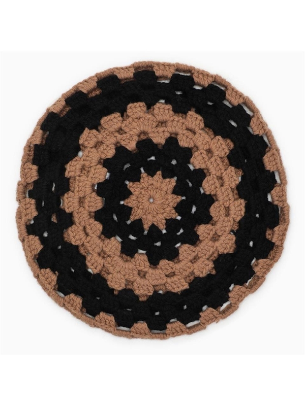 가니 GANNI Black/hazelnut crochet hat A44255791