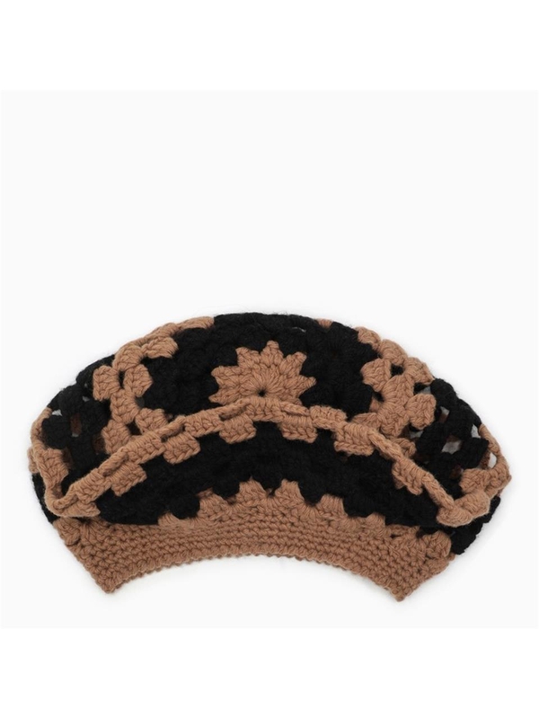 가니 GANNI Black/hazelnut crochet hat A44255791