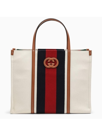 구찌 GUCCI Striped ivory shopping bag with GG 727721FABCL