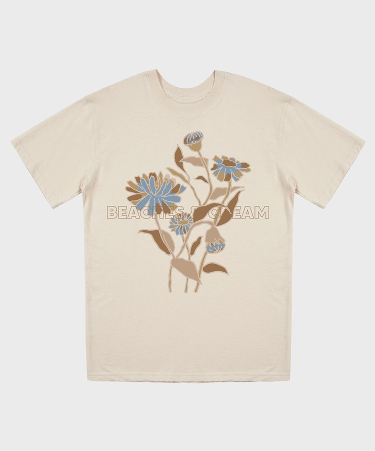 FLOWER SHORT SLEEVES-SAND BEIGE