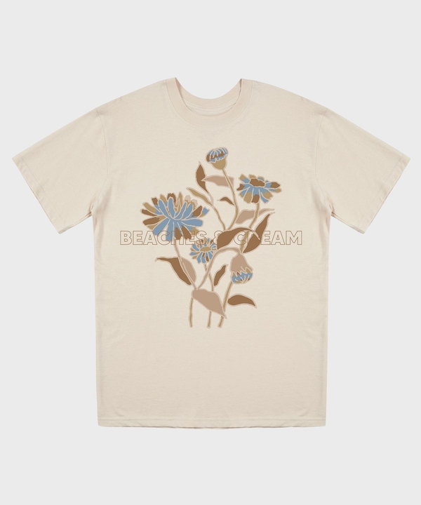 FLOWER SHORT SLEEVES-SAND BEIGE