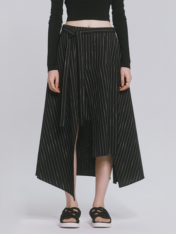 PINSTRIPED AM CUTTING SKIRT BLACK