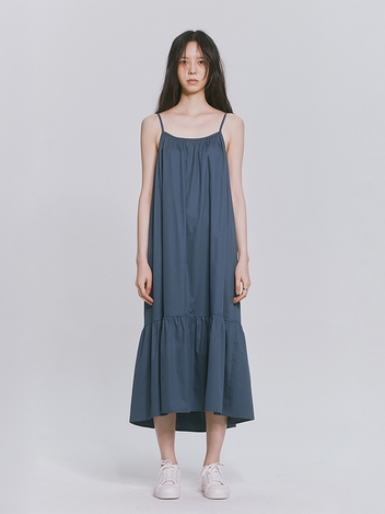 RELAXED COTTON MAXI DRESS BLUE