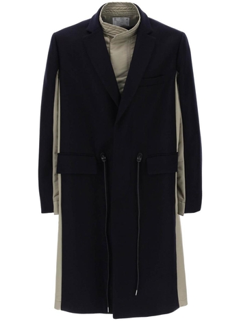 사카이 Sacai melton dual-material coat 23 03114M