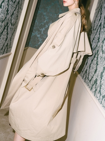 Oversized Back flap Trench coat Beige
