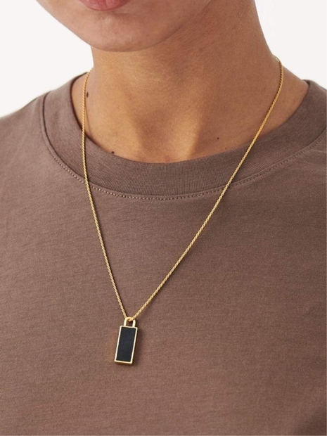 Black Onyx Rectangle Necklace