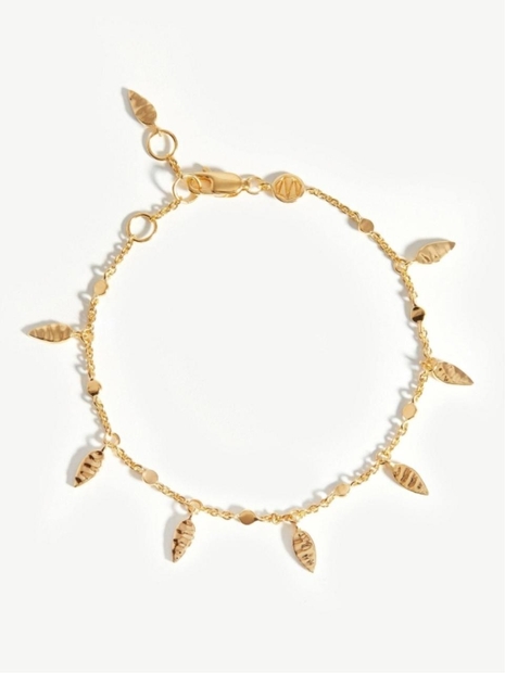 Leaf Charm Bracelet - 18ct Gold Plated Vermeil