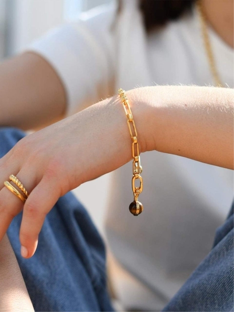 Gold Tigers Eye Small Sphere Bracelet