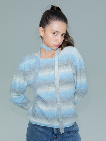 GRADATION BOUCLE KNIT (LIGHT BLUE)