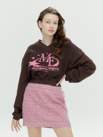 STARRY LOGO CROP SWEAT-SHRT (DARK BROWN)