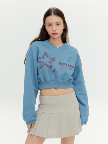 STAR CHERRY CROP SWEAT-SHRT (SMOKE BLUE)