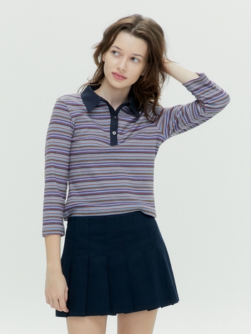 STRIPE PIQUE T-SHIRT (LIGHT BLUE)