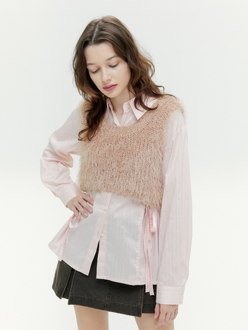 BRUSH CROP KNIT VEST (BEIGE)
