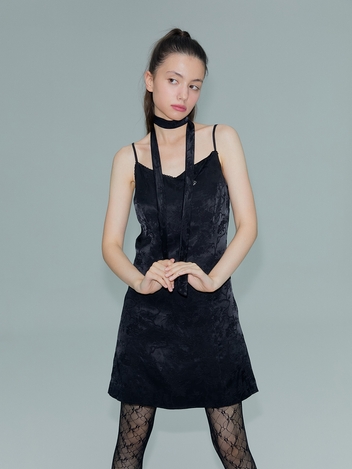 SCARF SLIP ONE-PIECE (BLACK)