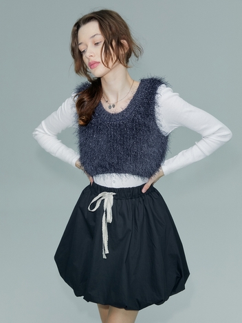 RIBBON BALLOON SKIRT (DARK GREY)