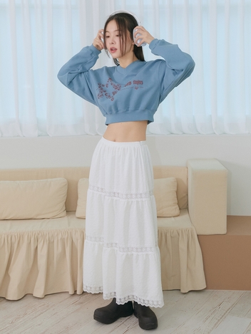 LACE LONG SKIRT (WHITE)